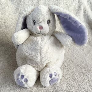 Little Miracle White Bunny Rabbit Plush Purple Ears Feet Round Tummy 11" Costco